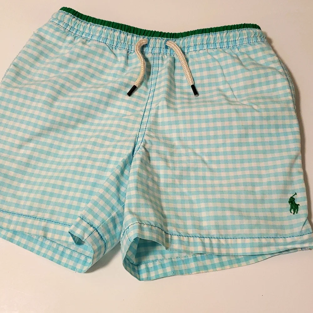 Polo Ralph Lauren 6 blue checker swim shorts trunks